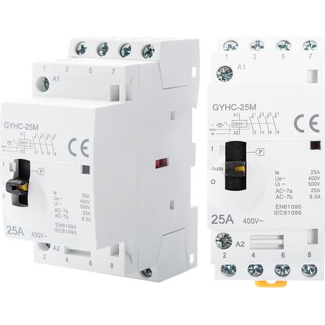 AC Contactor Home AC Contactor 4P 4NO 400V Automatic Contactor Manual Three Phase 4 Wire Contactor DIN Rail Contactor (Size : 25A) (1/5)