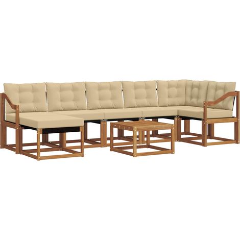 Ensemble de canapés d'extérieur 8 pcs Salon de jardin Naturel et Beige (1/5)