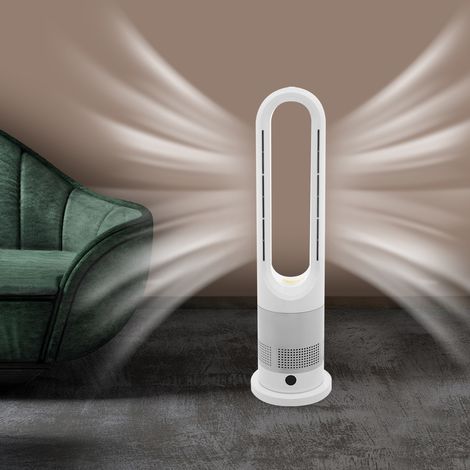 Colonne Sans Pale,Ventilateur Silencieux de 1200W ,Oscillation 80°, 8 Vitesses, Écran Tactile LED, Minuterie Et Télécommande Incluses,Pour Salon, 18.5 x 67CM (argenté) (1/5)