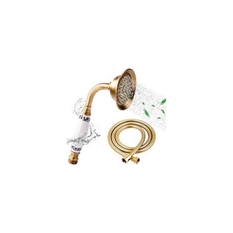 Pommeau de Douche Bronze Antique Classique Style Téléphone Pomme à Main Avec Tuyau 1,5 M en Acier Inoxydable Poignée en Laiton Pour Salle de Bain (1/5)