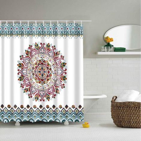 Rideau de douche coloré en polyester - 240 x 200 cm - Anti-moisissure - Imperméable - Tissu - Rideau de bain - Rideau de douche (240 x 200 cm (l x h) - Mandala)