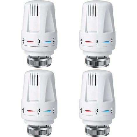 Tête thermostatique de radiateur 4 pièces, tête de thermostat de radiateur Trv M30 X 1.5, vanne thermostatique de radiateur, pour système de chauffage domestique et de bureau (1/5)