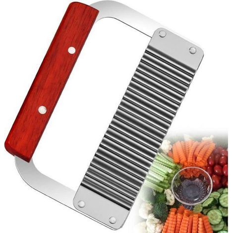 Coupe-Frites Ondulé En Acier Inoxydable Coupe-patates Pour Frites Pommes De Terre Couteau Ondulé Pour Légumes Salade Fruits Crinkle (1/5)