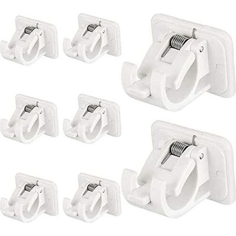 Set mit 8 selbstklebenden Gardinenstangenhaken, wandmontierten Ringclips ohne Bohren, verstellbarer Gardinenstangenhalterung (1/5)