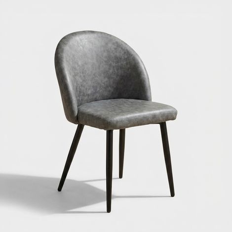 Sillón moderno en ecopiel y metal Sissy - Gris (1/5)