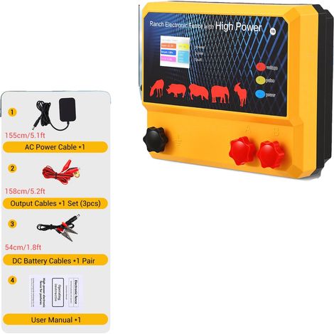 Elektrozaun-Energizer, 30 km Reichweite, 4J Energieausgang, GELB (1/2)