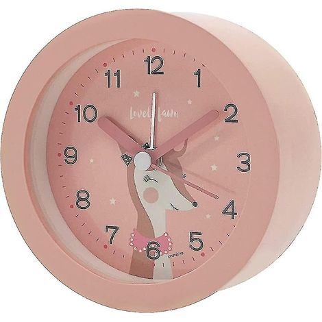 Réveil rose cerf pour filles, réveil analogique silencieux sans (1/3)