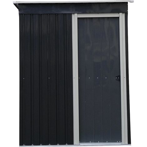 HABRITA Abri de jardin métal monopente anthracite 1,96 m² - porte simple renforcée