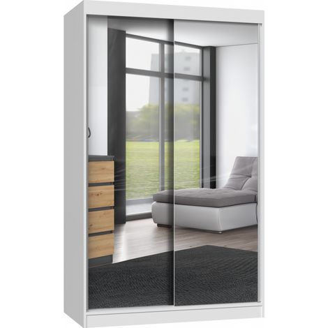 PAOLO - Schrank mit 2 Schiebetüren - 2 Spiegel - B. 120 cm - 2-türiges Ankleidezimmer (1/4)