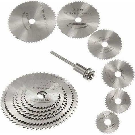 Nouveau 7pc HSS lames de scie outil rotatif, Circulaire en bois de coupe lame de scie Disques pour Dremel Outil rotatif Mandrin avec tige d'extension 1/8quot(3.175mm) (1/5)