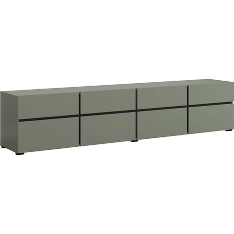 Mueble TV Alfere 101, Verde, Número de puertas: 4, Número de cajones: 4, 225x48x40cm