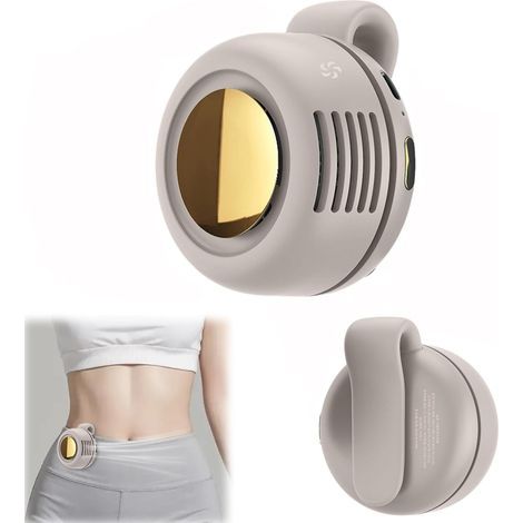 Muntra-Mini ventilateur silencieux sans pales portable avec clip de taille, ventilateur mains libres rechargeable avec 3 vitesses pour voyage, bureau, chemise, cadeau d'été pour les amateurs de plein (1/5)