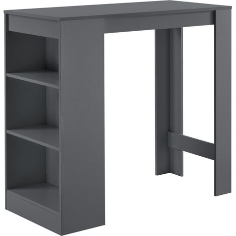 Mesa alta con almacenaje alto tipo bistro con 3 estantes 110 cm gris oscuro 030006190 (1/5)