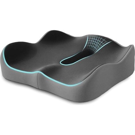 Coussin d'assise orthopédique avec design double creux en forme de W en mousse à mémoire de forme  Coussin pour coccyx, soulagement, chaise de bureau, voiture, fauteuil roulant, coussin de siège (1/5)