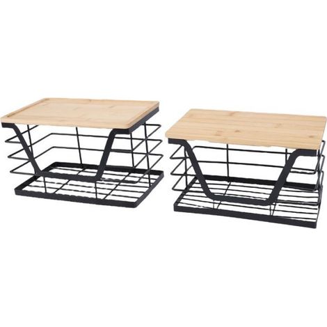 Support Sac Poubelle - Bois Et Metal - 2 Compartiments - Pour Sacs 4-33 Gal - Cuisine Buanderie (1/5)