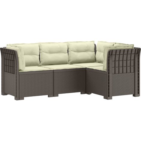 4-Seater Garden Sofa with Cushions Rattan Look PP Light Grey vidaXL (1/5)