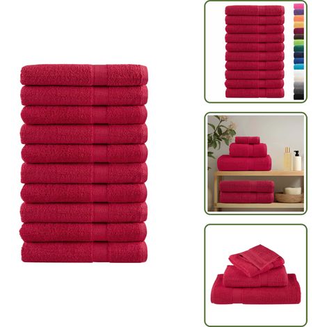 Premium-Saunatücher SOLUND 10 Stk. Rot 80x200 cm 600 g/m² - Saunatücher - Baumwollhandtücher - Saunabadetücher - Handtücher Rot - Strandtücher (1/5)