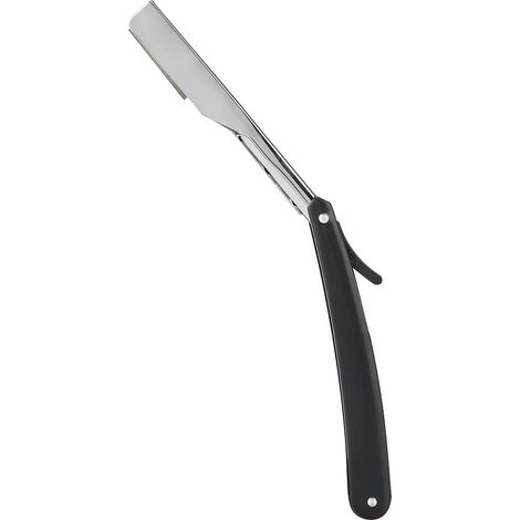 Rasoir droit barber coupe-cheveux, tondeuse salon pliable lame noire, rasoir classique professionnel à manche repliable (1/5)