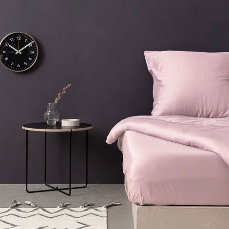 Satin Double Fitted Sheet (ES) 140 x 190+30 cm 100% Cotone SATIN Rosa chiaro (1/3)