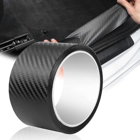 Covering Carbone 5cm3m Film Carbone Voiture Autocollant Carbone Voiture, Protection Seuil de Porte Voiture, Autocollant Carbone pour Voiture pour la Plupart (Noir Mat)