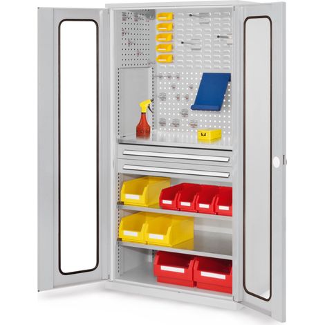 Kappes ®RasterPlan Schubladenschränke 1950x1000x600mm Sichtfenstertüren Modell 31 lichtgrau