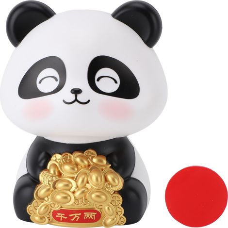 Ortviai Statue Panda Solaire Nodulante pour Voiture et Bureau BS225B – ABS, 85 mm, Décoration Porte-Bonheur