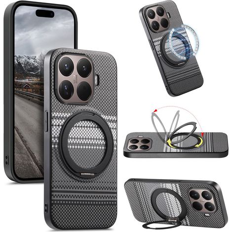 Funda Xiaomi 17T con soporte giratorio para MagSafe, color negro. (1/5)