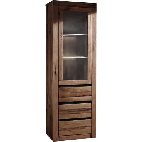 vetrina in legno di Quercia Selvatica/ Cerro 62x42x190 tabacco marrone oliato MONTREUX 321 (1/3)