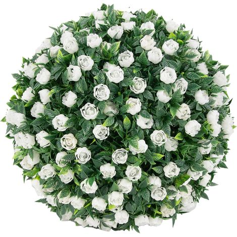 Boule Topiaire Suspendue - Plante Artificielle Fleurie - Diamètre 20 cm - Pour Décoration Intérieure Extérieure - 1 Pièce (1/5)