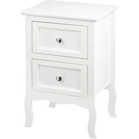 Woltu – Table de chevet MDF blanc – 2 tiroirs – Dimensions 40x30x60cm – Design rétro et classique