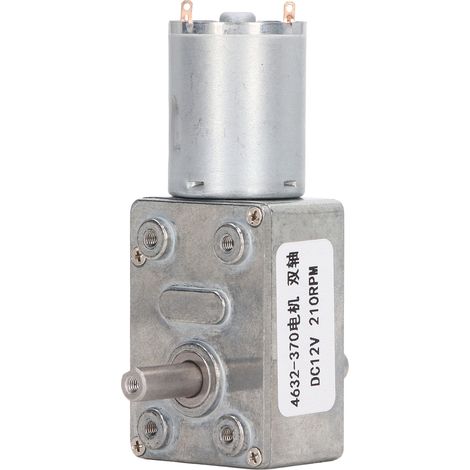 Moteur à engrenage à vis sans fin 12 V CC, micromoteur électrique à double arbre, moteur réducteur entièrement métallique 4632-370, 210 tr/min (1/5)