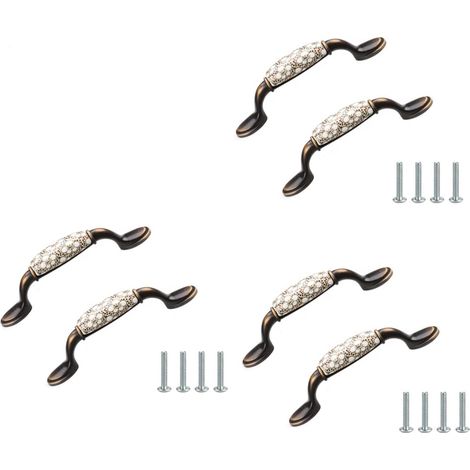 Lot de 6 poignées de meuble de cuisine vintage en céramique, en alliage de zinc, distance entre les trous : 96 mm (1/5)