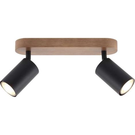 Plafón 2 luces Pireo acabado negro, 15cm(alto) 27cm(ancho) 7cm(largo) (1/2)