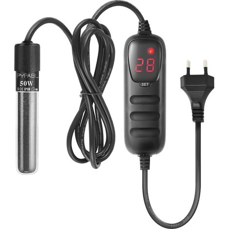 Mini Chauffage pour Aquarium, 25W 50W 100W Petit Chauffage Submersible pour Aquarium avec Contrôleur Externe pour Bassins à Poissons et Tortues de 3 à 100L (50W pour 15 à 55L) (1/5)