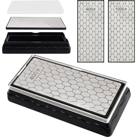 Doppelseitige Diamant-Schärfplatte für Schleifsteine, Körnung 400/1000, Außenschleifwerkzeug in Wabenform für die Küche, 150 x 63 mm - RWDIY ›Hand- und Elektrowerkzeuge› (1/5)