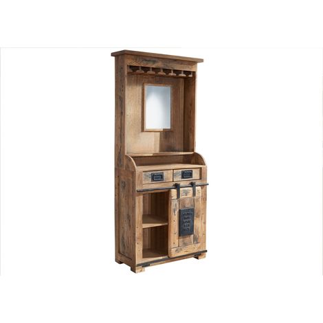 RAILWAY 141 Mobile Bar in legno di mango - laccato / natur 75x35x170