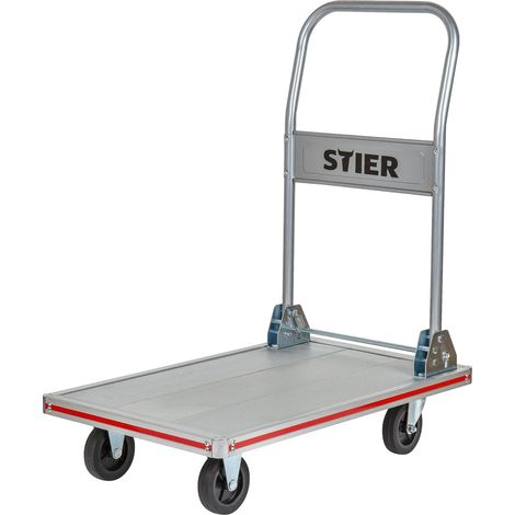 STIER Plattformwagen, Aluminium, Transportwagen, Klappbar, Tragkraft 150 kg, Ladefläche 680 x 415 mm, Klappwagen aus Aluminium, Kantenschutz, Transporthilfe mit Lenkrollen (1/4)
