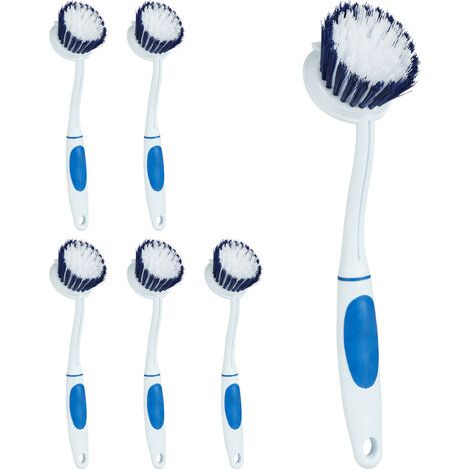 Relaxdays Brosse lavage jeu de 6, moyennement dures , en caoutchouc, en plastique, de cuisine, choix de couleurs. (1/5)