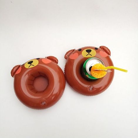 Floating Pool Bar,Inflatable Pool Mattress,Cute Bear Inflatable Cup Holder for Pool Float Drink Holder Boat Beer Holder Swimming Ring Bar Tray Bath Toys (1/5)