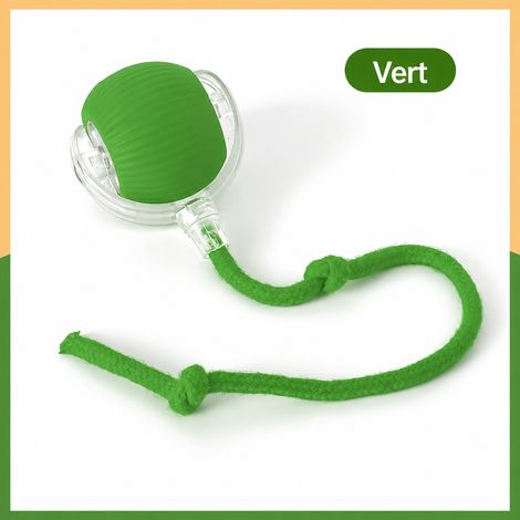 Balle interactive électrique motorisée pour chat et chien Version 2.0 verte à longue corde vert 64 g – Livraison gratuite