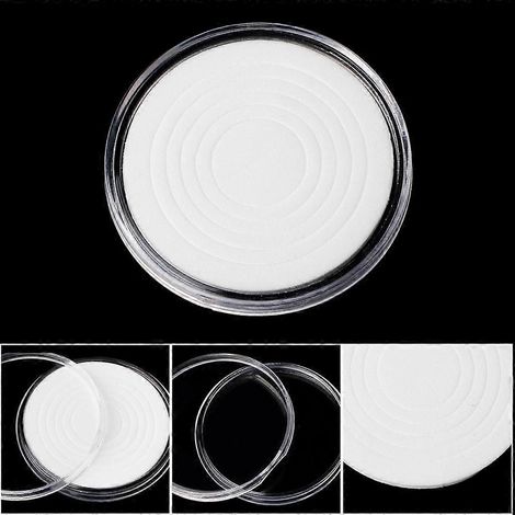 Boîte de rangement ronde pour pièces de monnaie, 46 mm, en plastique, pour bureau ou étagère. Décoration pour bureau ou étagère. (1/4)