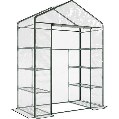 Serre de jardin 8 niveaux, abri transparent avec housse PVC et porte enroulable, 143x73x195 cm (1/5)