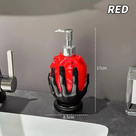Flacons distributeurs de luxe pour salle de bain (rouge) : shampoing, gel douche, savon pour les mains, rechargeables, pour usage domestique et commercial. (1/5)