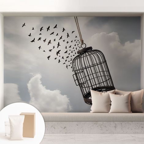 Tapete Vliestapete mit Kleber - abwaschbar - Tapete mit Motiv - trendige Wanddeko - elegant Fototapete Fliegende Vögel 208x146 cm (1/5)