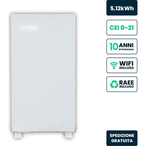 Batería de almacenamiento V-TAC 5,12 kWh LFP 100 Ah IP20 Blanco brillante 10 años de garantía