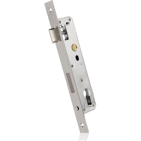 Serrure à mortaise, serrure monopoint en acier inoxydable argenté, serrure robuste pour portail de jardin, serrure tubulaire pratique pour portes, portes d'entrée, portes intérieures, portes métalliqu (1/5)