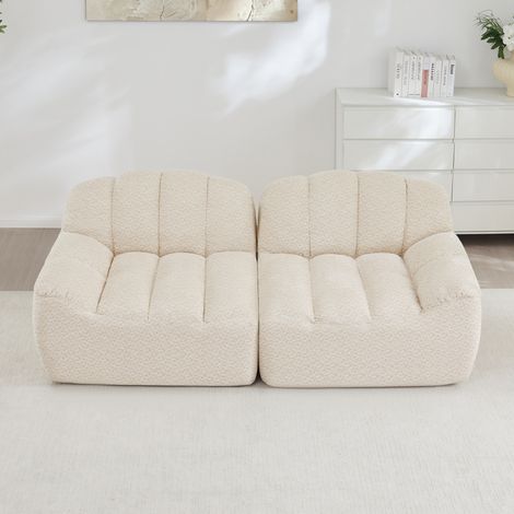 Modulares 2-Sitzer-Sofa ohne Gestell, 210 x 104 x 79 cm, Stoff in Kornoptik, beige HAVRYA (1/5)