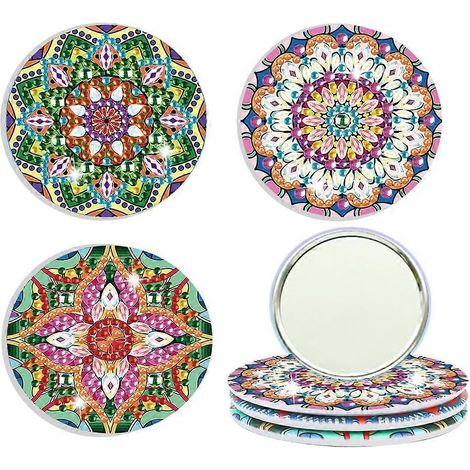 Kit de peinture diamant 3 pièces avec miroir de poche kit à peindre par numéros DIY mosaïque diamant motif datura pour fille (1/5)