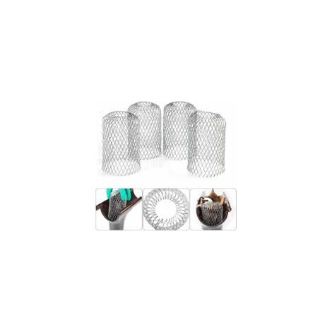 4 filtros flexibles de aluminio para canalones, 8 cm de diámetro, colador de malla para hojas - Crezuo