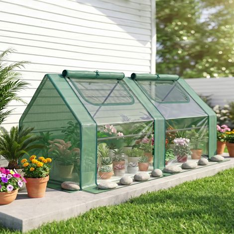 Serre pour plantes potagères avec 2 housses en polyéthylène et PVC, armature en acier vert - Dimensions 180x90x90 cm (1/5)